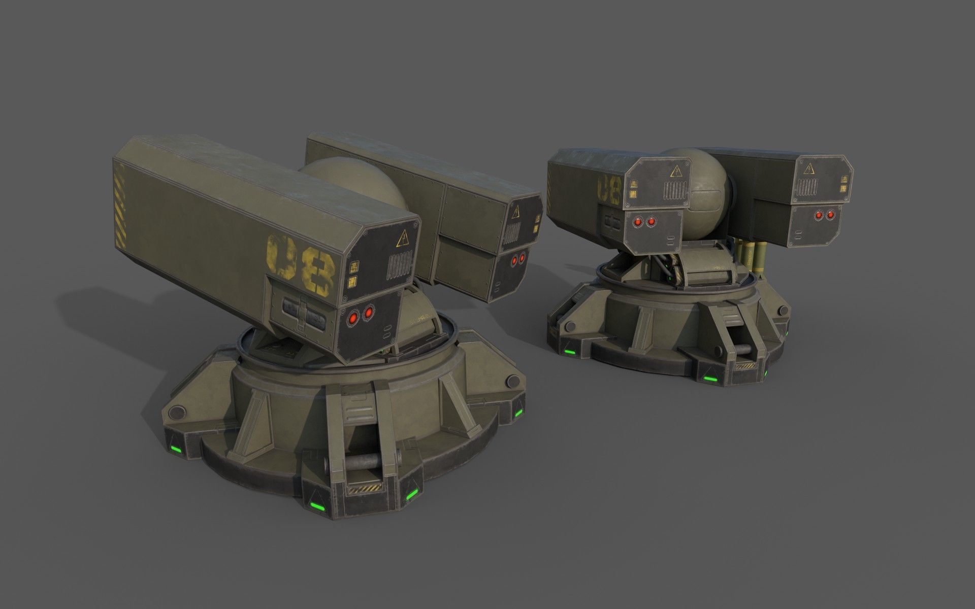 Sci-Fi MissileTurret Low-poly 3D model_1