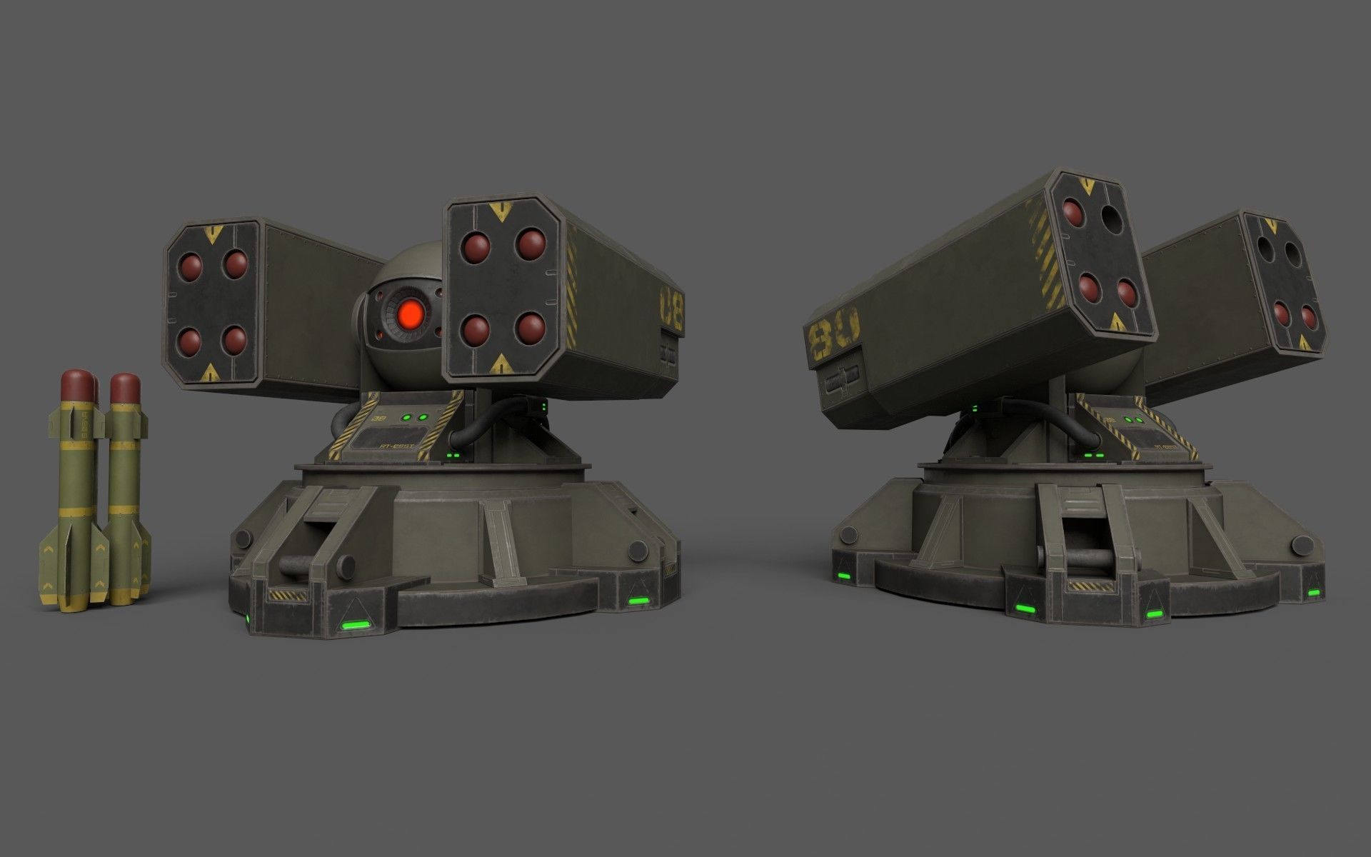 Sci-Fi MissileTurret Low-poly 3D model_6