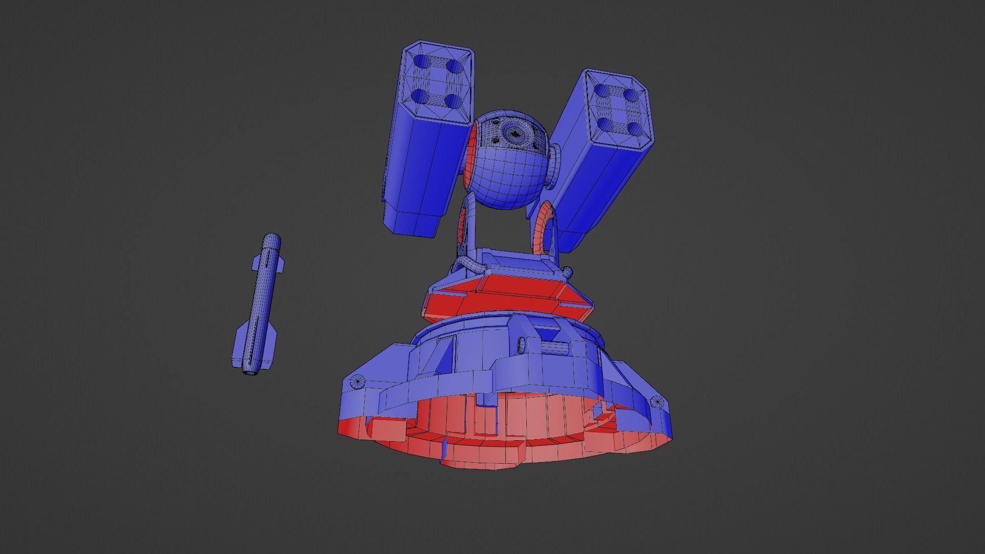 Sci-Fi MissileTurret Low-poly 3D model_12