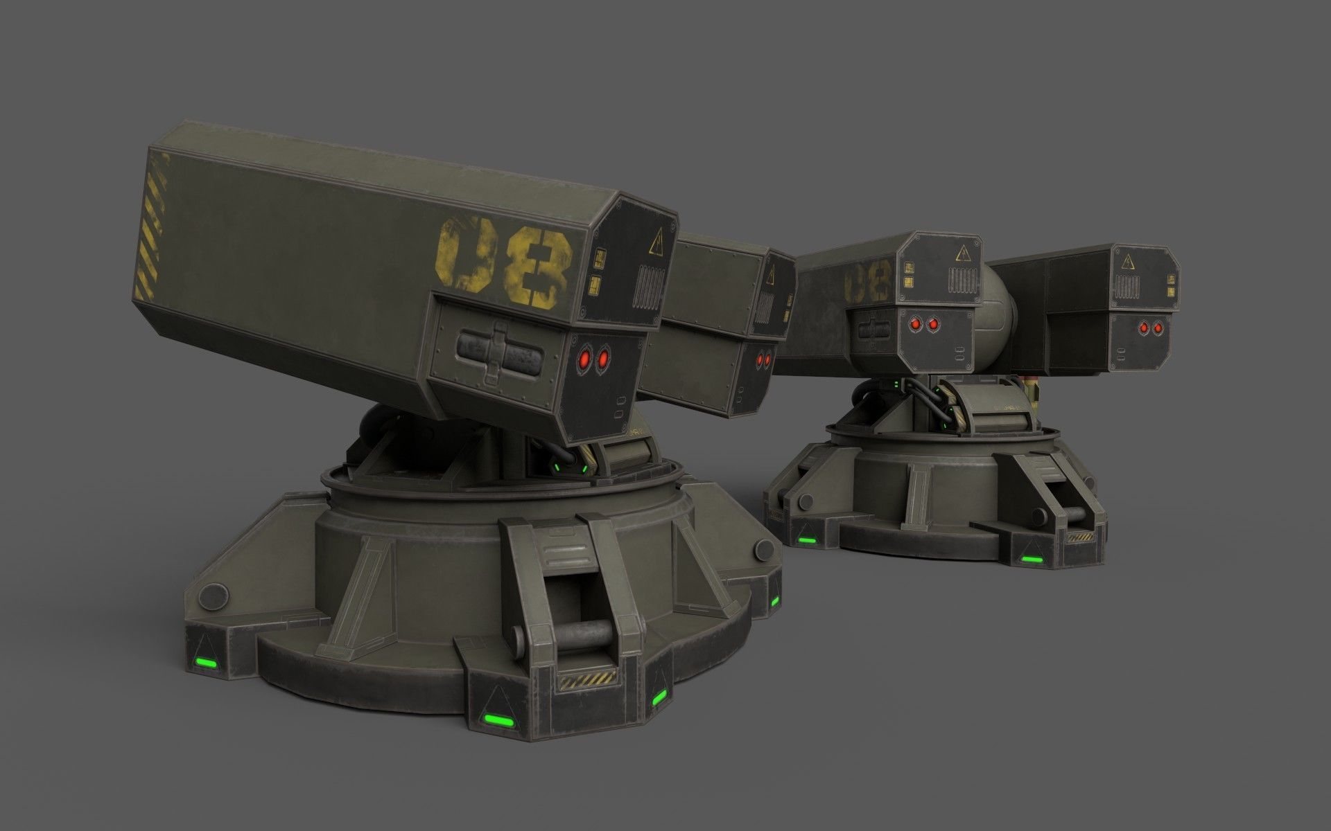 Sci-Fi MissileTurret Low-poly 3D model_7