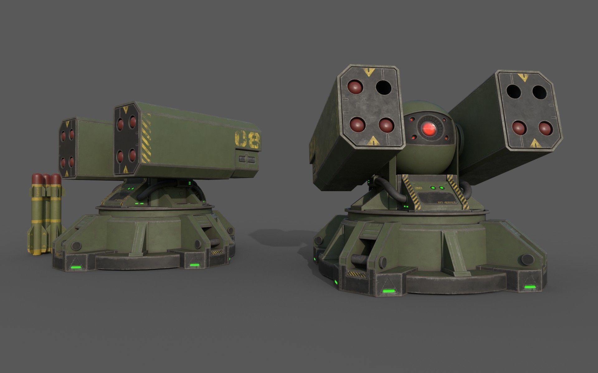 Sci-Fi MissileTurret Low-poly 3D model_4