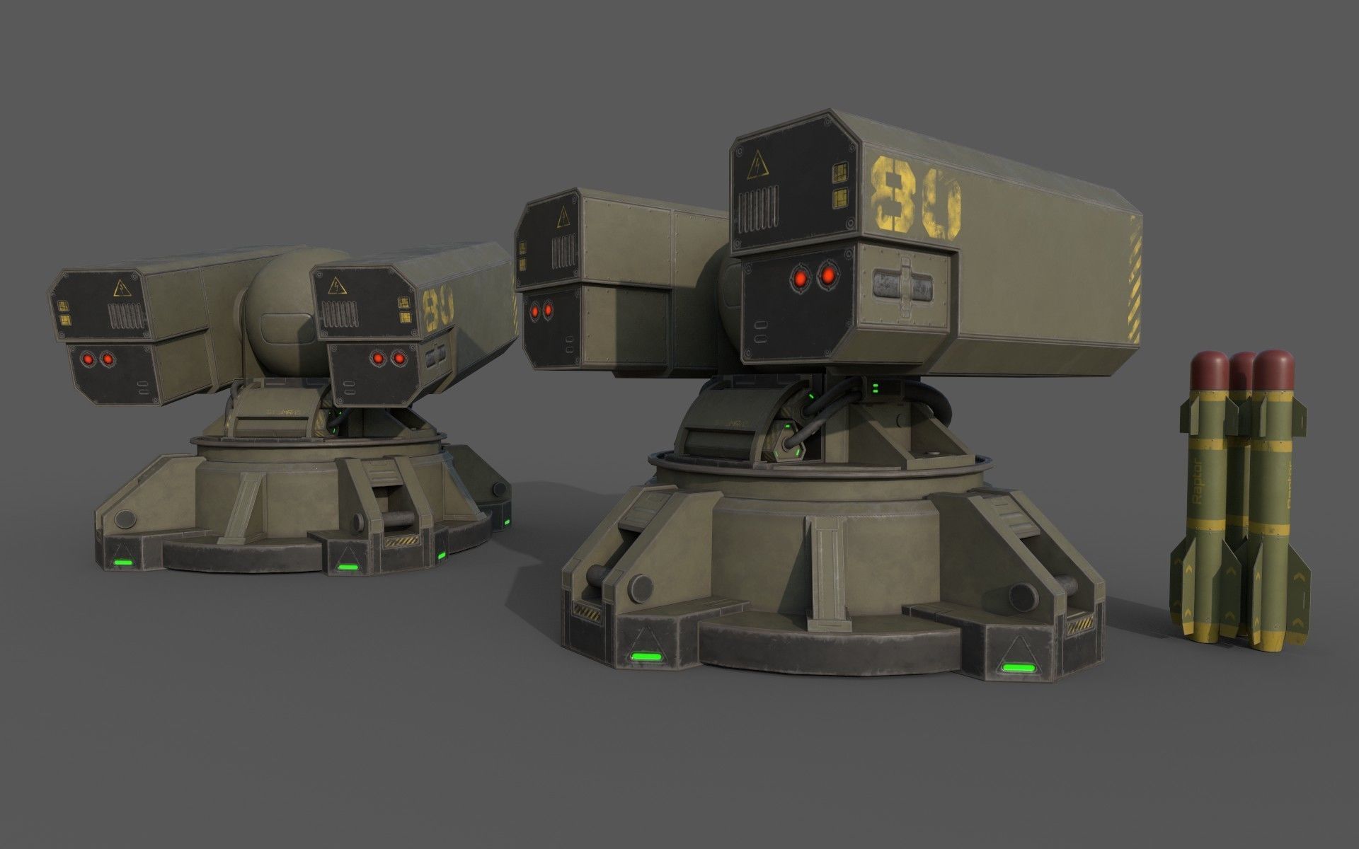 Sci-Fi MissileTurret Low-poly 3D model_3
