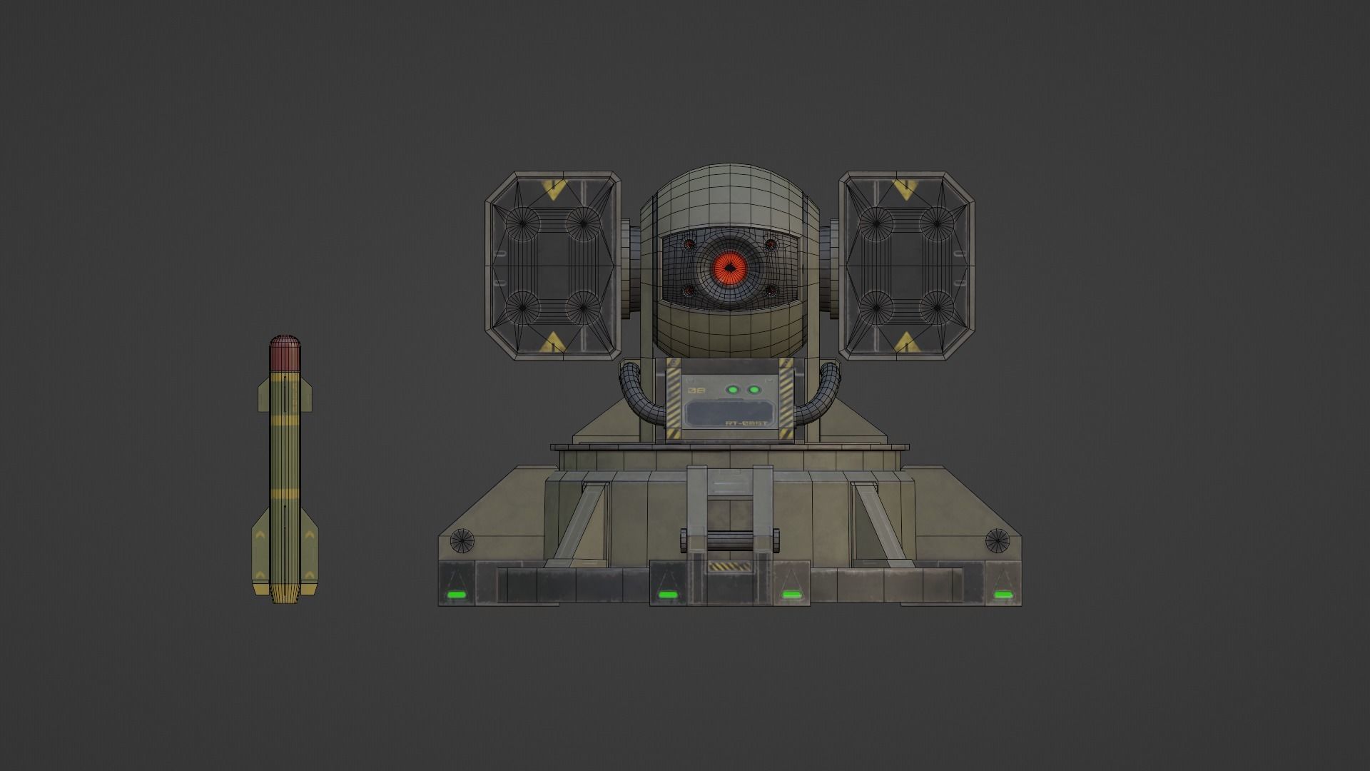 Sci-Fi MissileTurret Low-poly 3D model_8