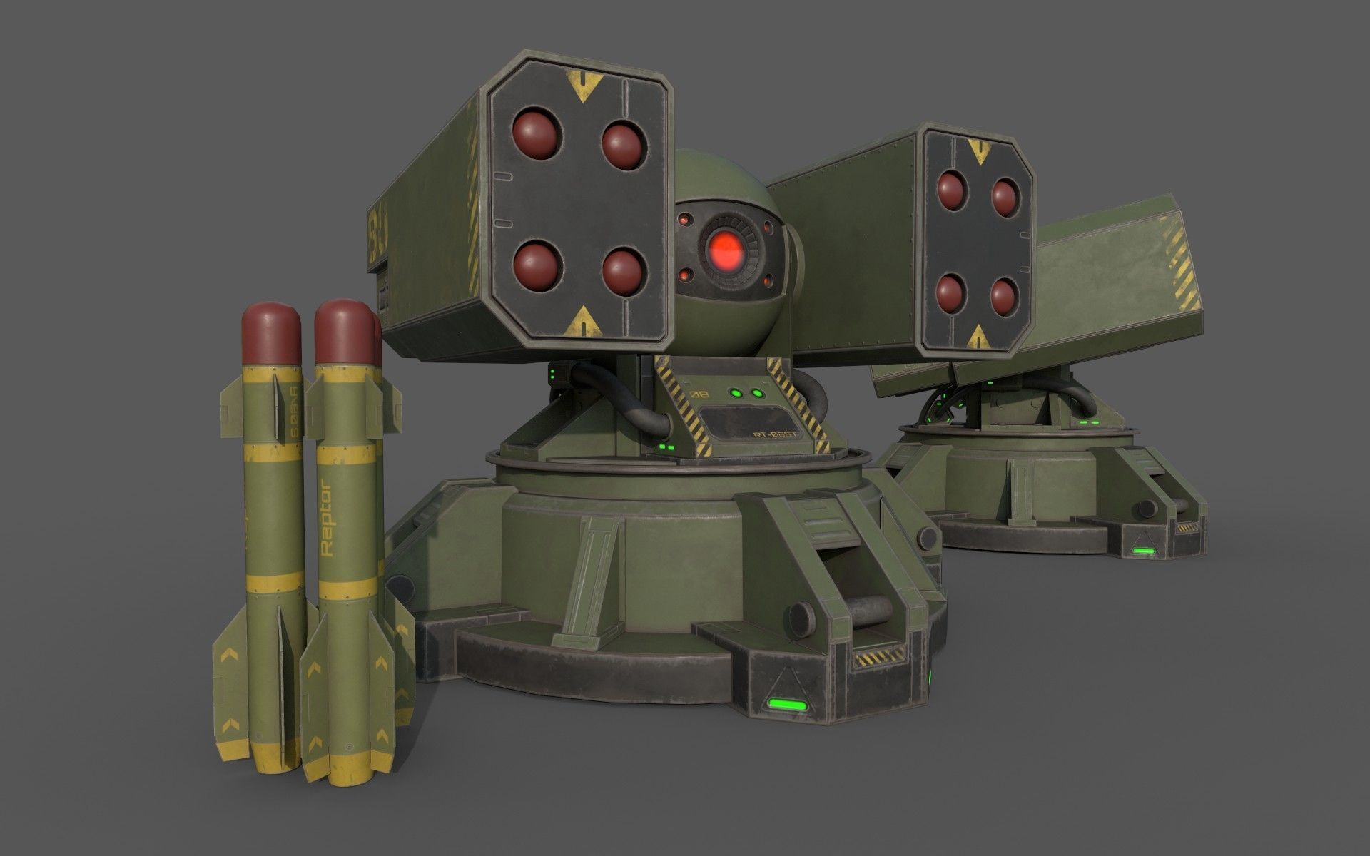Sci-Fi MissileTurret Low-poly 3D model_5