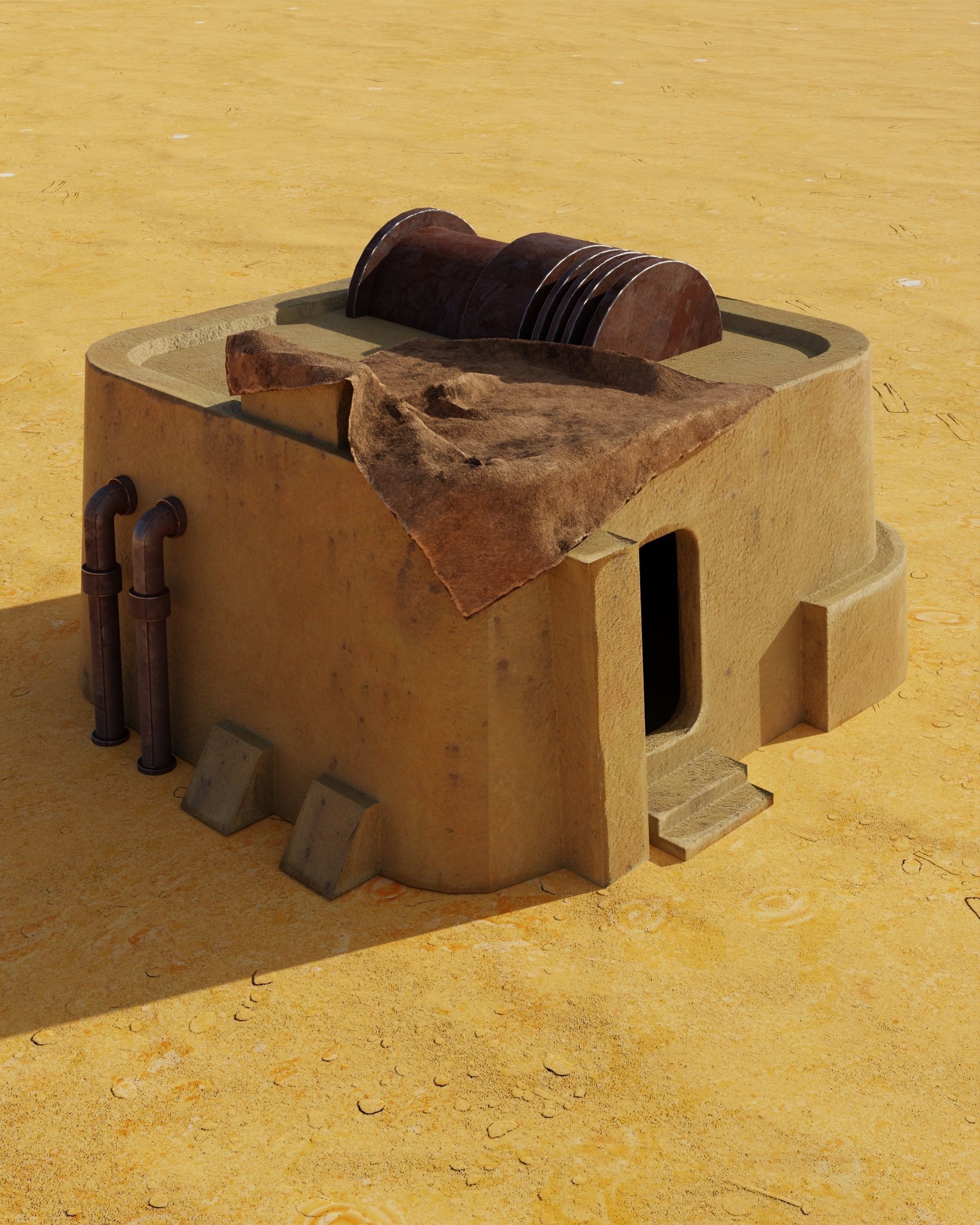 Tatooine building Free low-poly 3D model_1