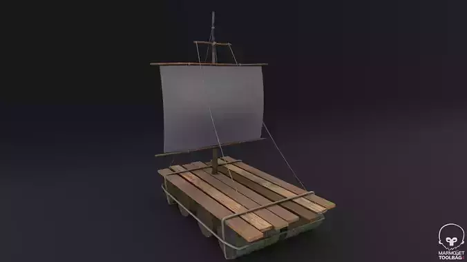 Survival Raft Low-poly 3D model