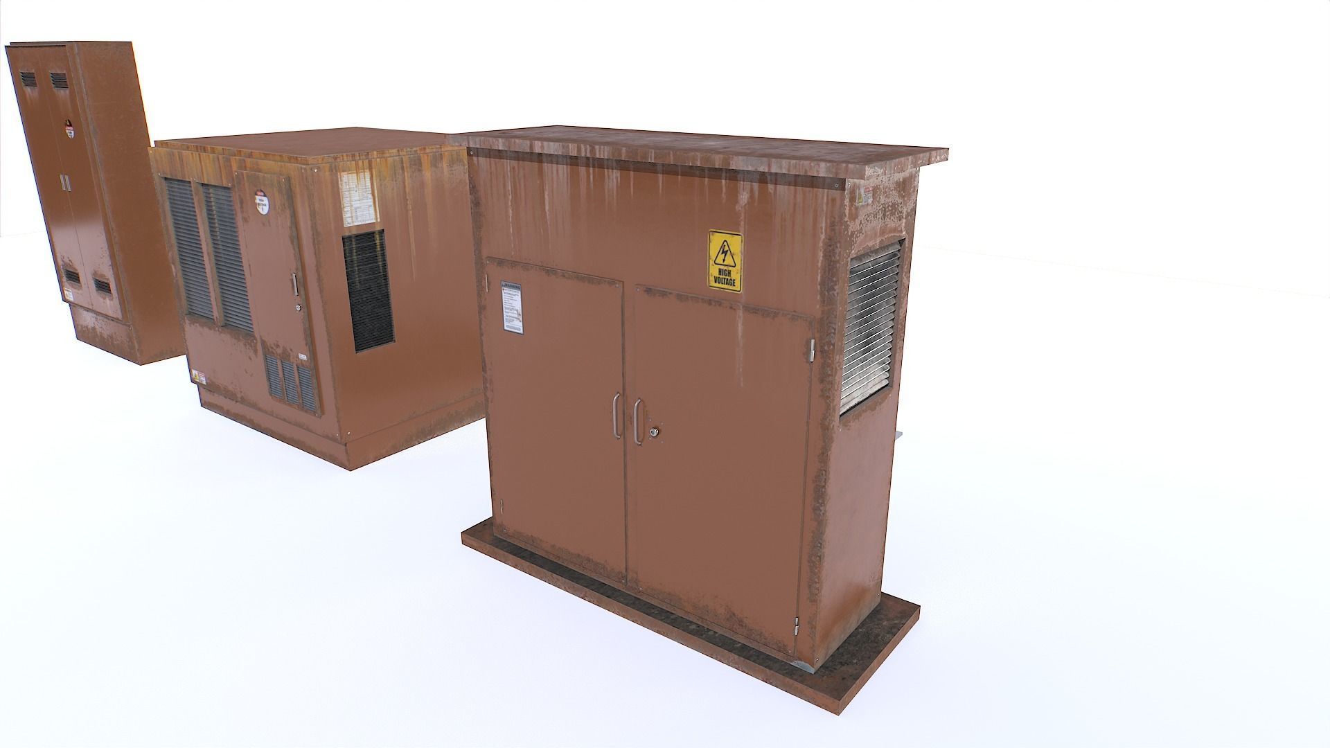 Electric Substation Transformer Set Low-poly 3D model_14