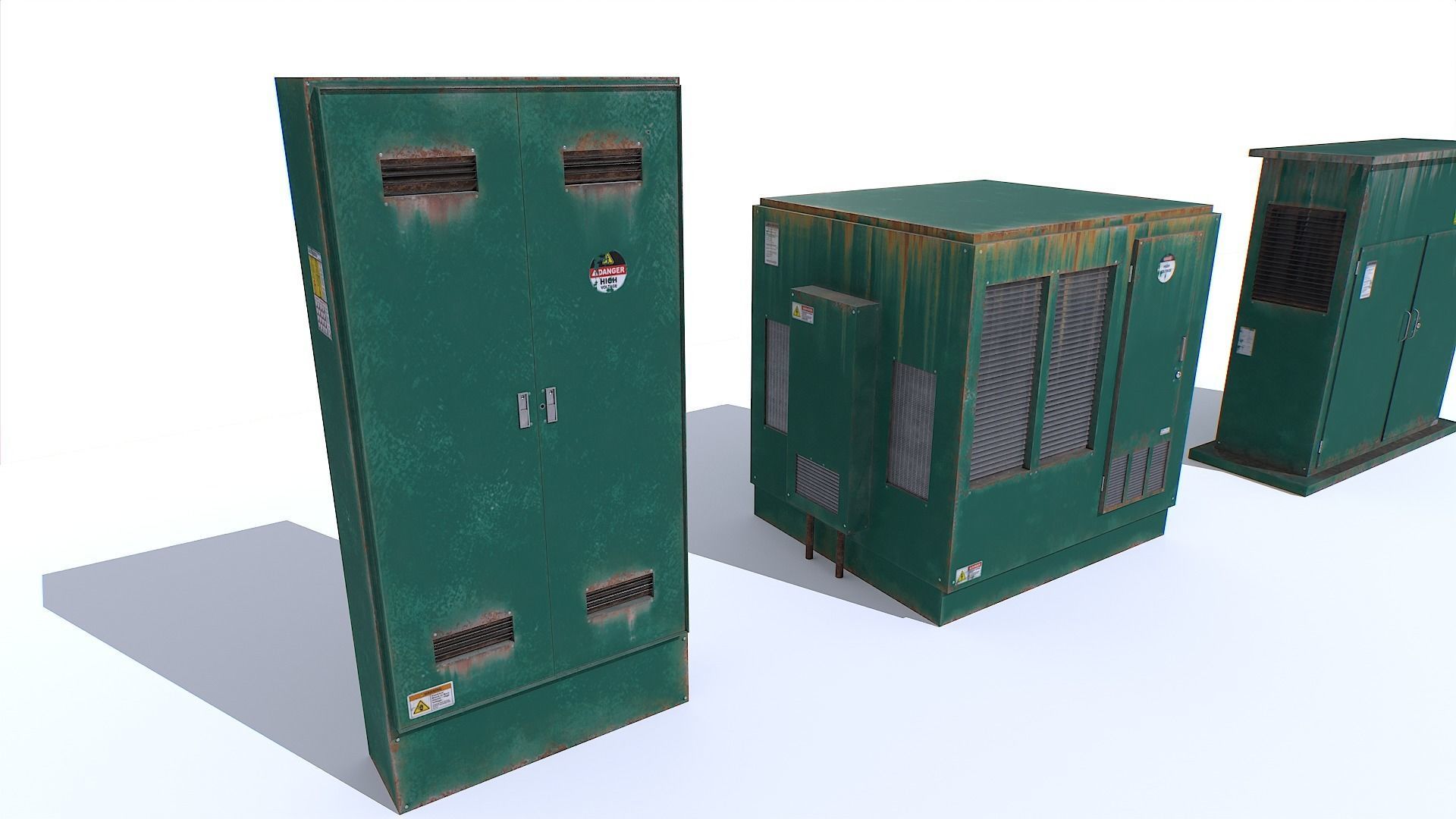Electric Substation Transformer Set Low-poly 3D model_7