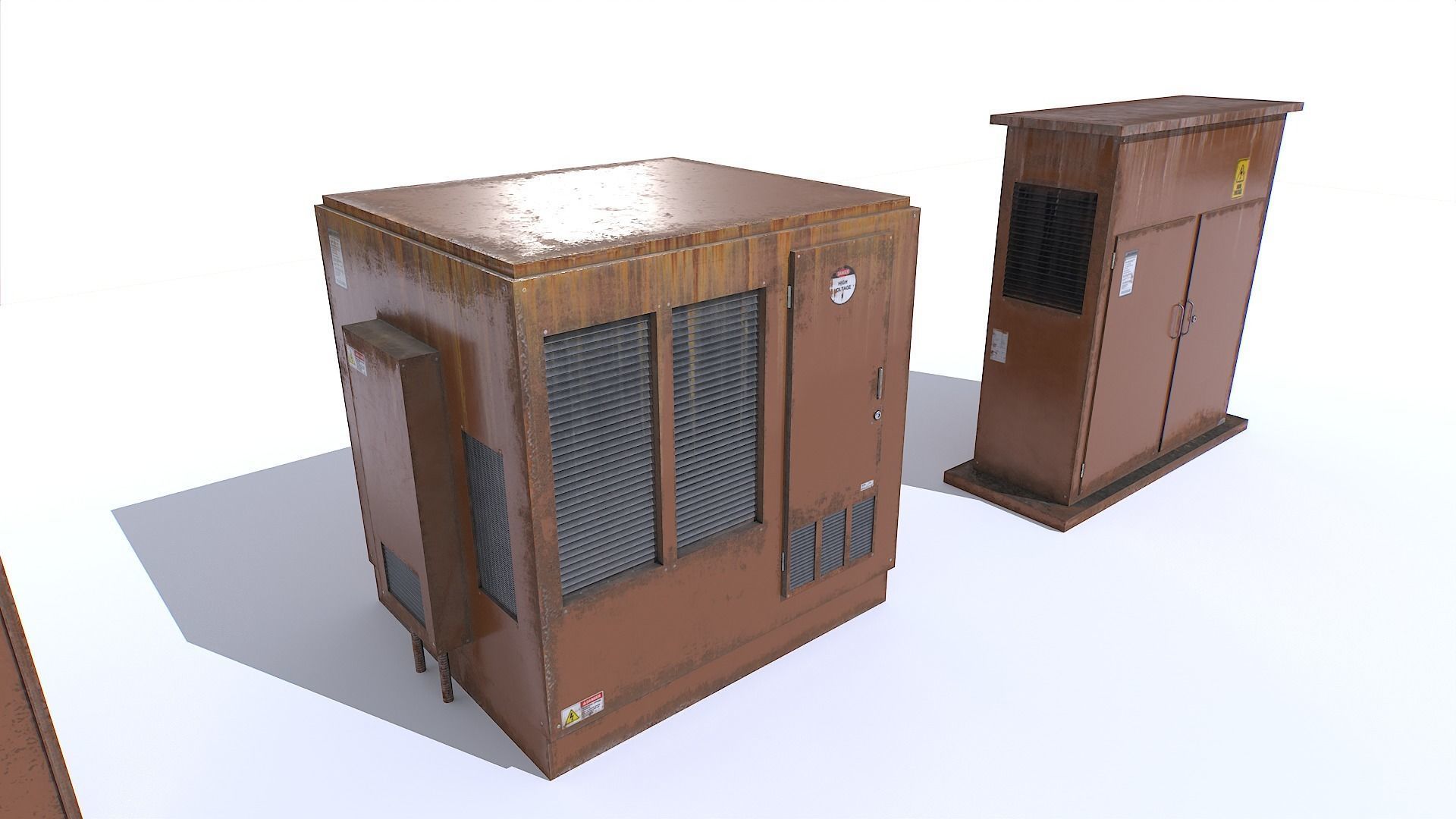 Electric Substation Transformer Set Low-poly 3D model_13