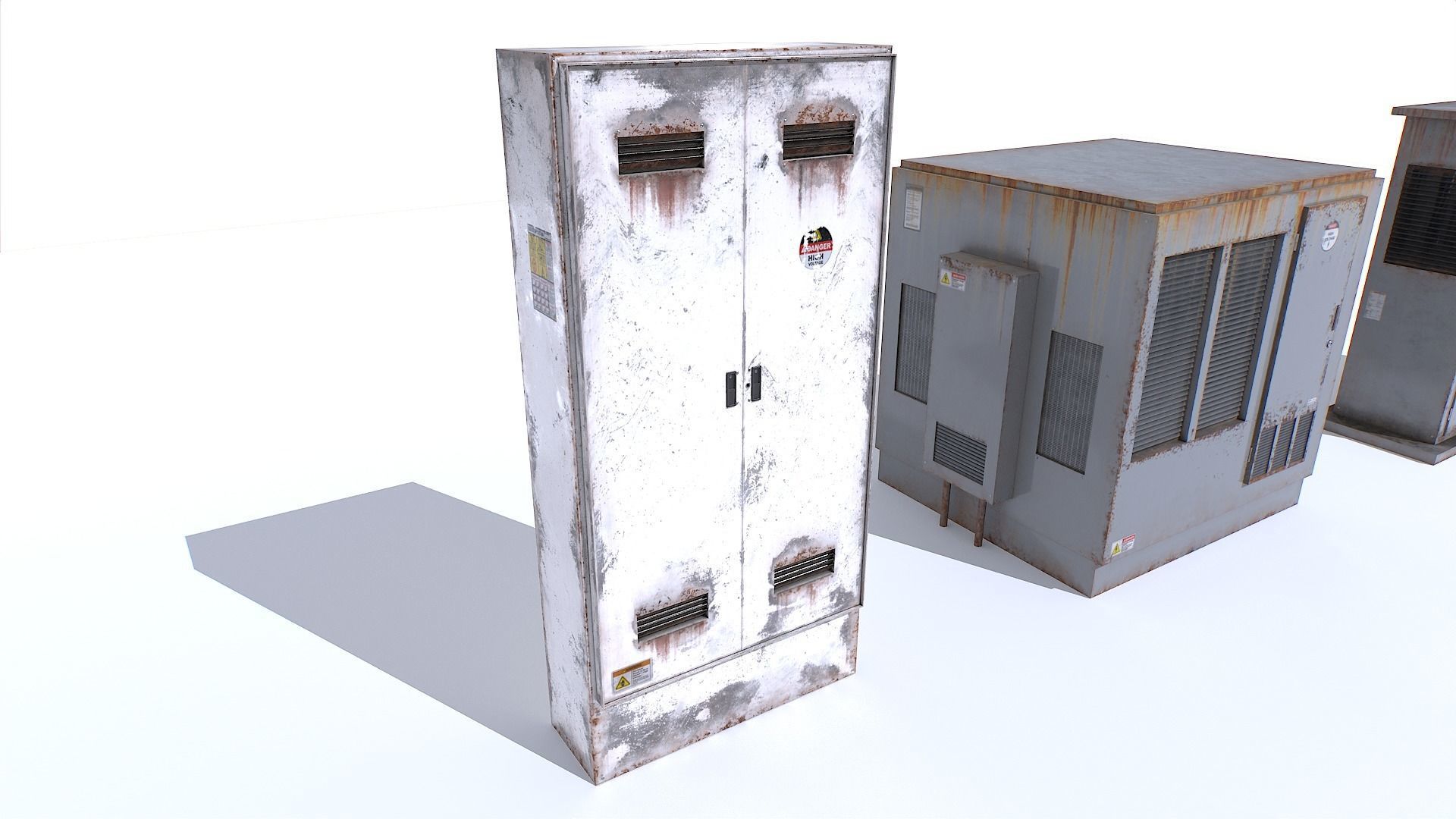 Electric Substation Transformer Set Low-poly 3D model_2