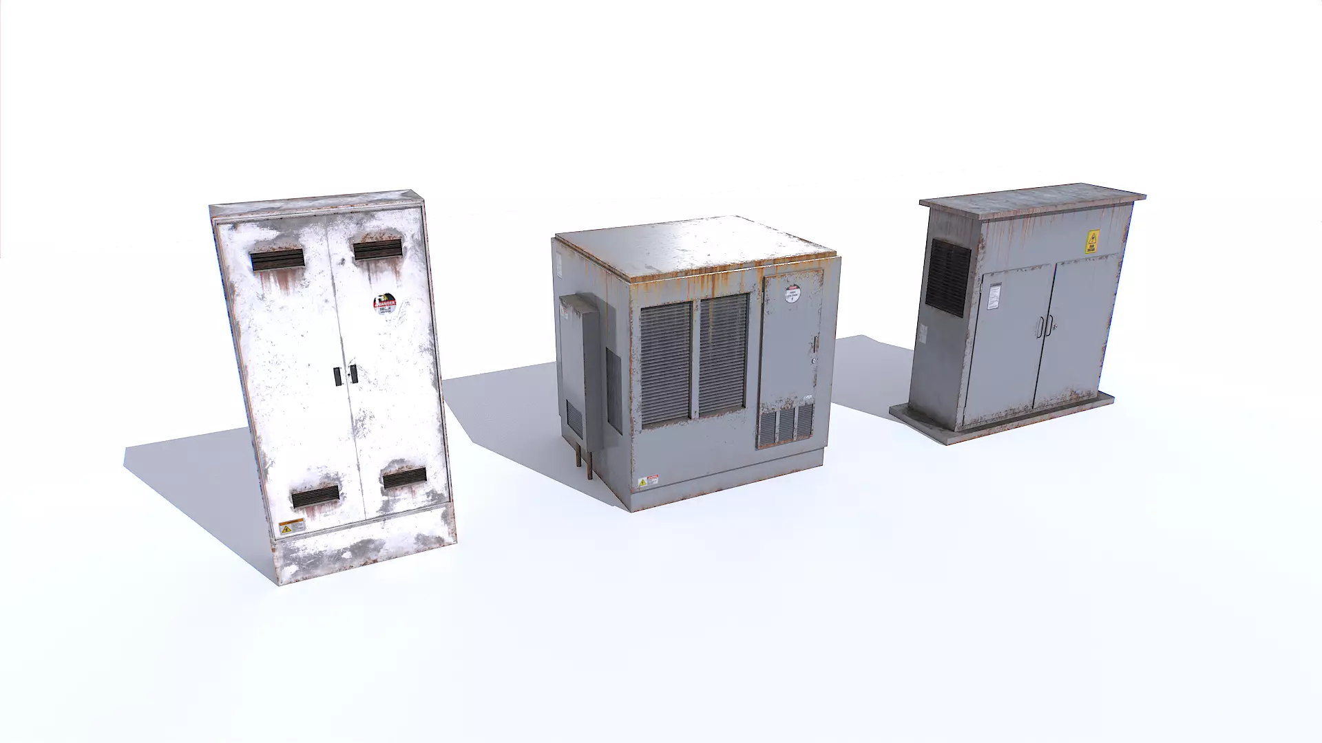 Electric Substation Transformer Set Low-poly 3D model_0