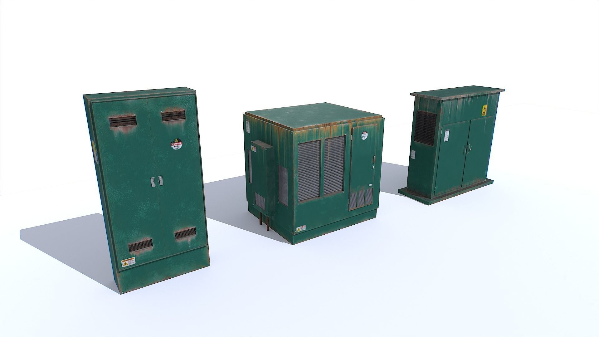 Electric Substation Transformer Set Low-poly 3D model_6