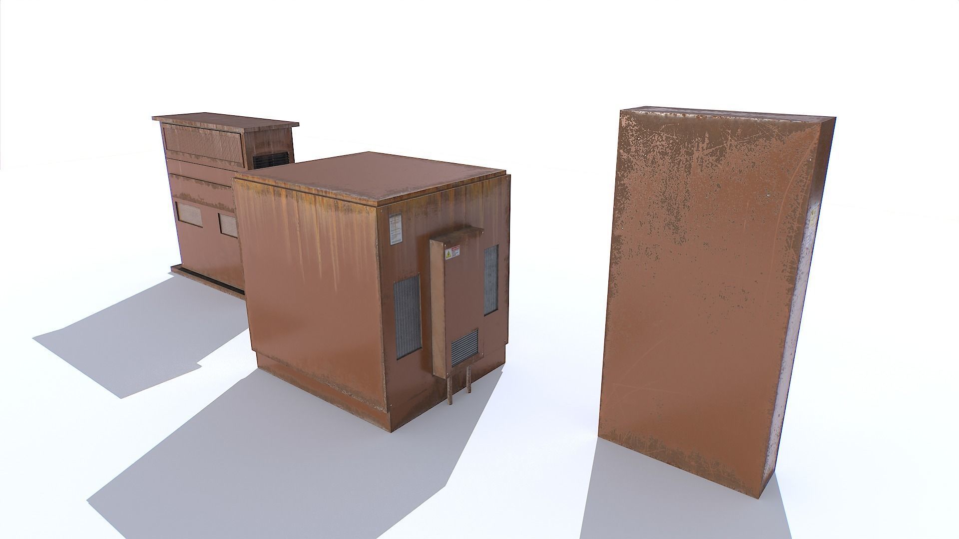 Electric Substation Transformer Set Low-poly 3D model_15