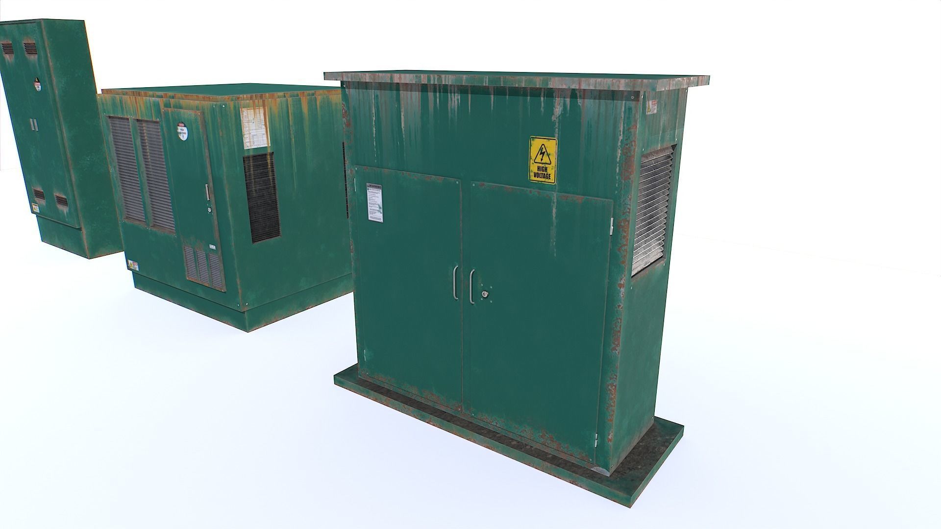 Electric Substation Transformer Set Low-poly 3D model_9