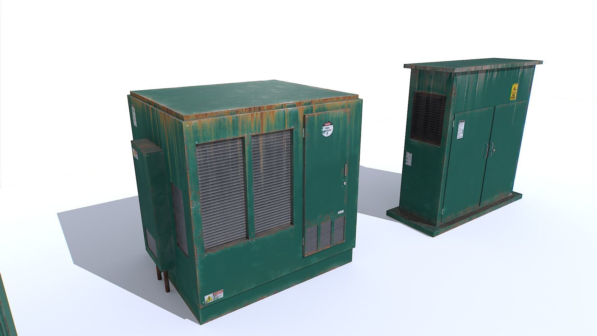 Electric Substation Transformer Set Low-poly 3D model_8