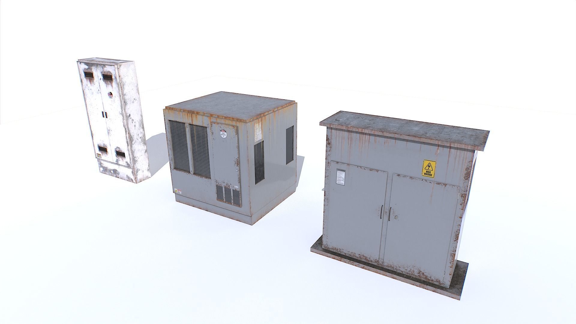 Electric Substation Transformer Set Low-poly 3D model_1