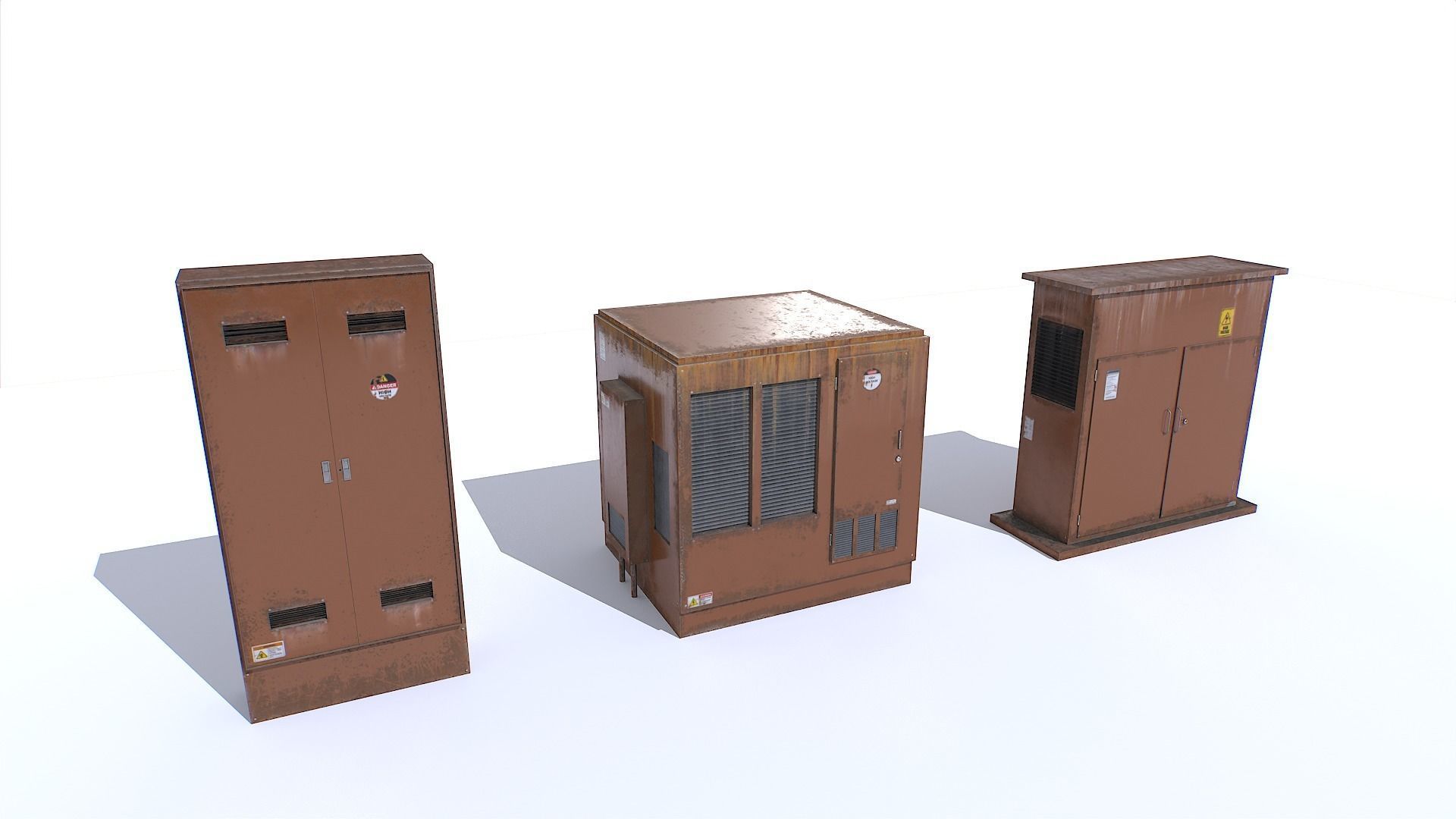 Electric Substation Transformer Set Low-poly 3D model_11