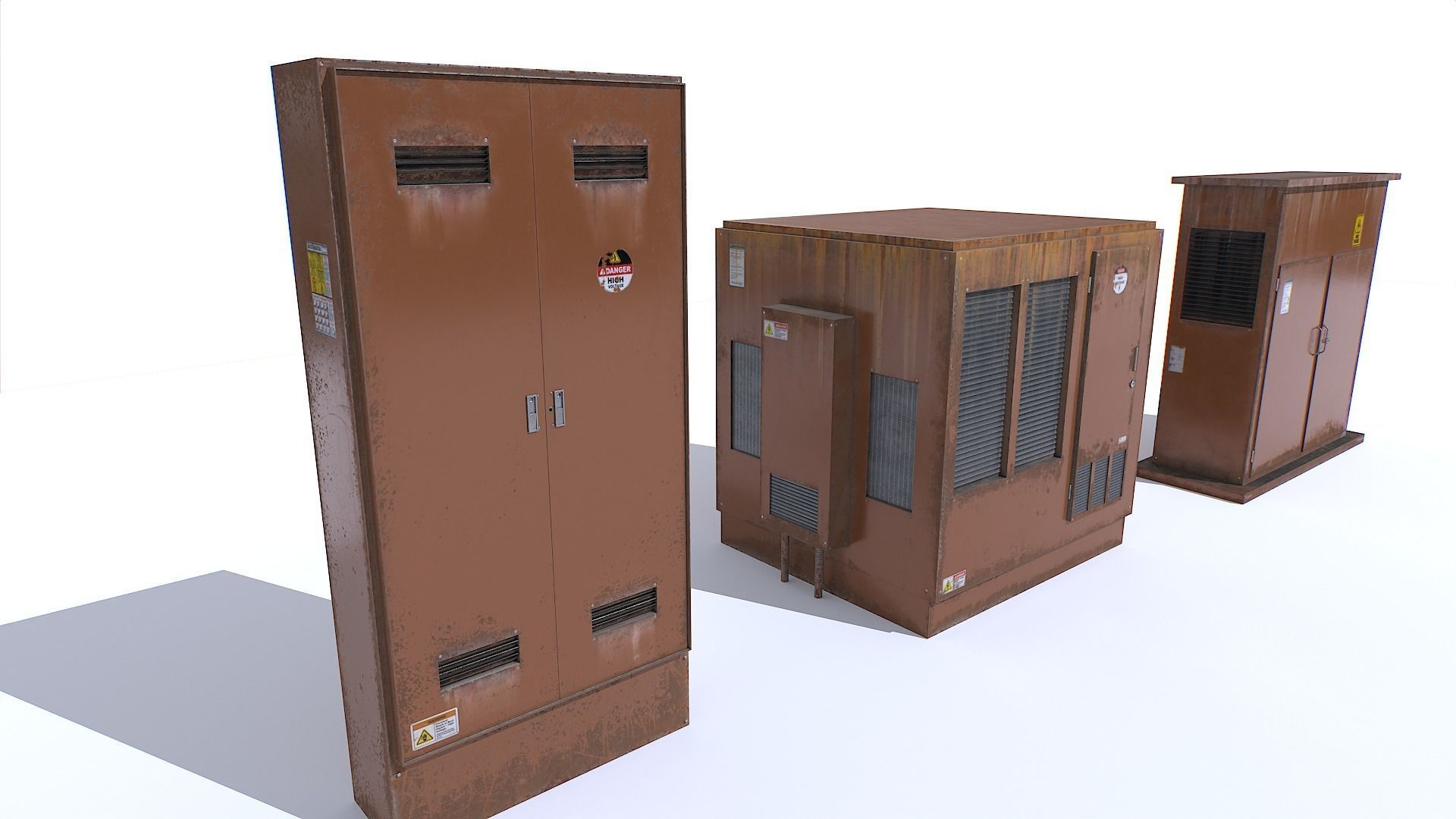 Electric Substation Transformer Set Low-poly 3D model_12