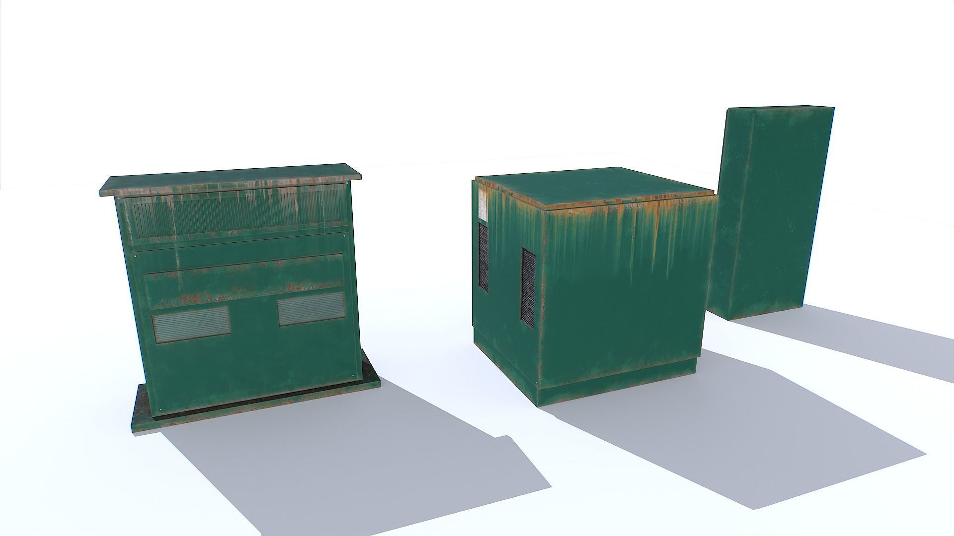 Electric Substation Transformer Set Low-poly 3D model_10