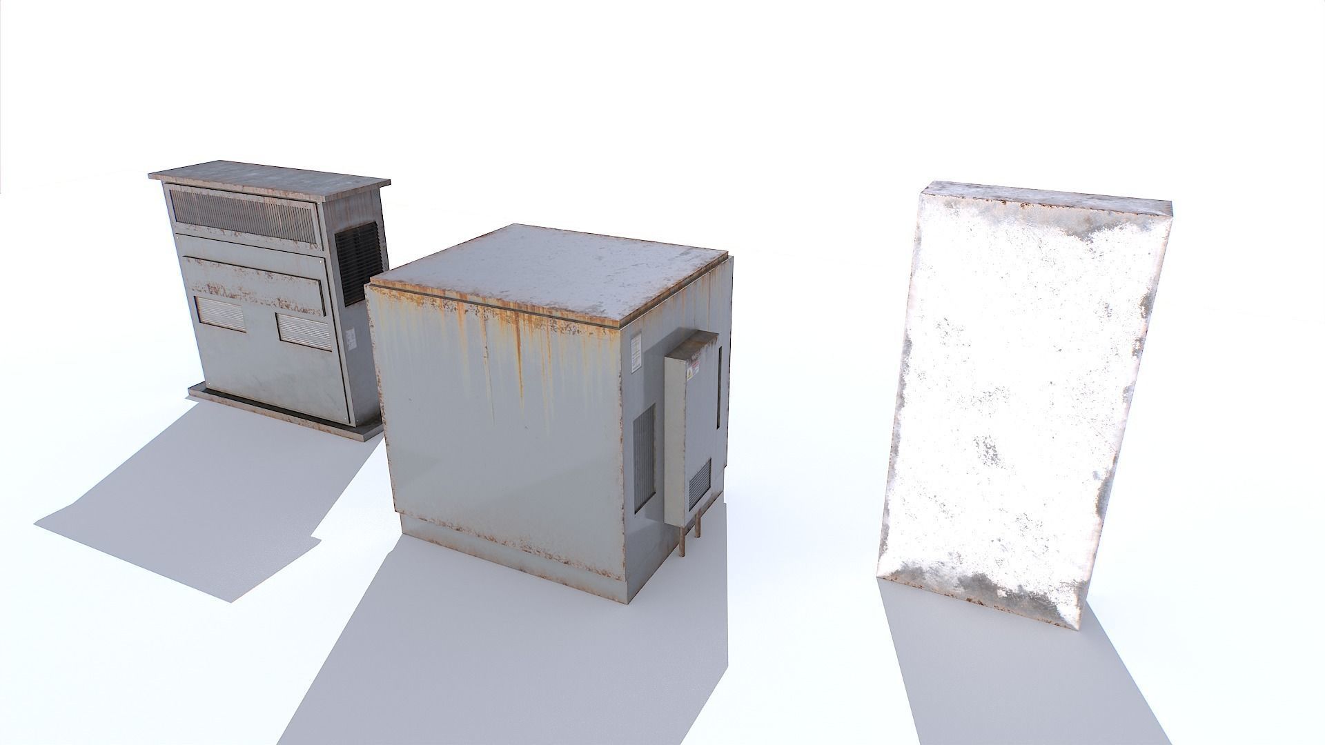 Electric Substation Transformer Set Low-poly 3D model_5