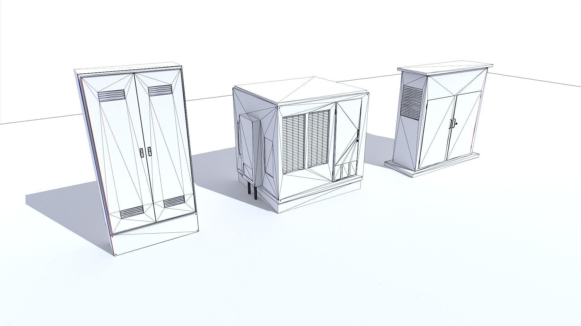Electric Substation Transformer Set Low-poly 3D model_16