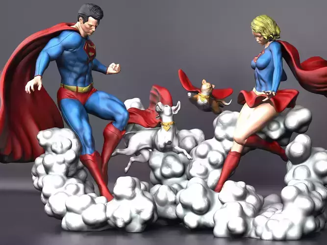 Superman And Supergirl Diorama 3D print model