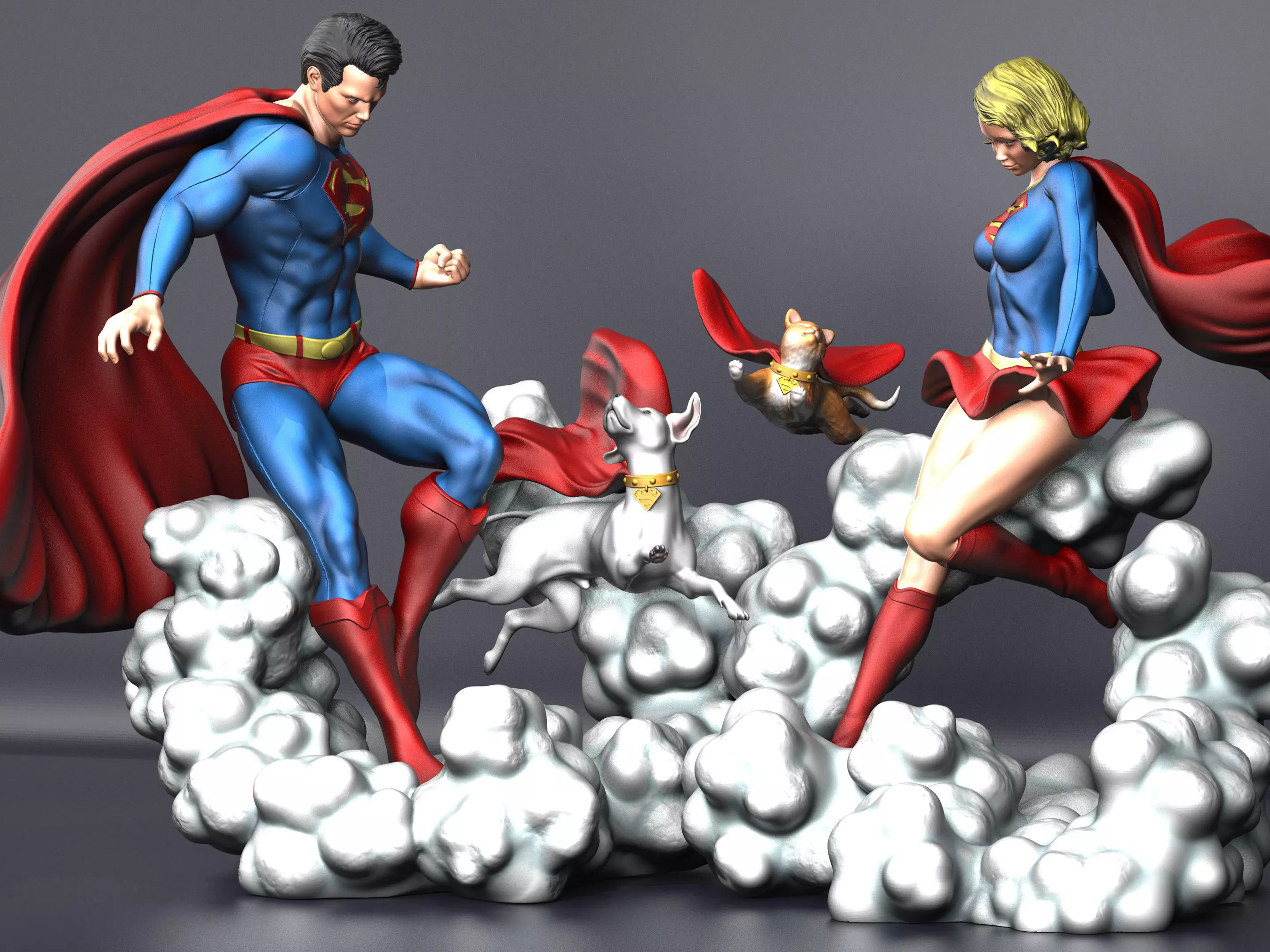 Superman And Supergirl Diorama 3D print model_0