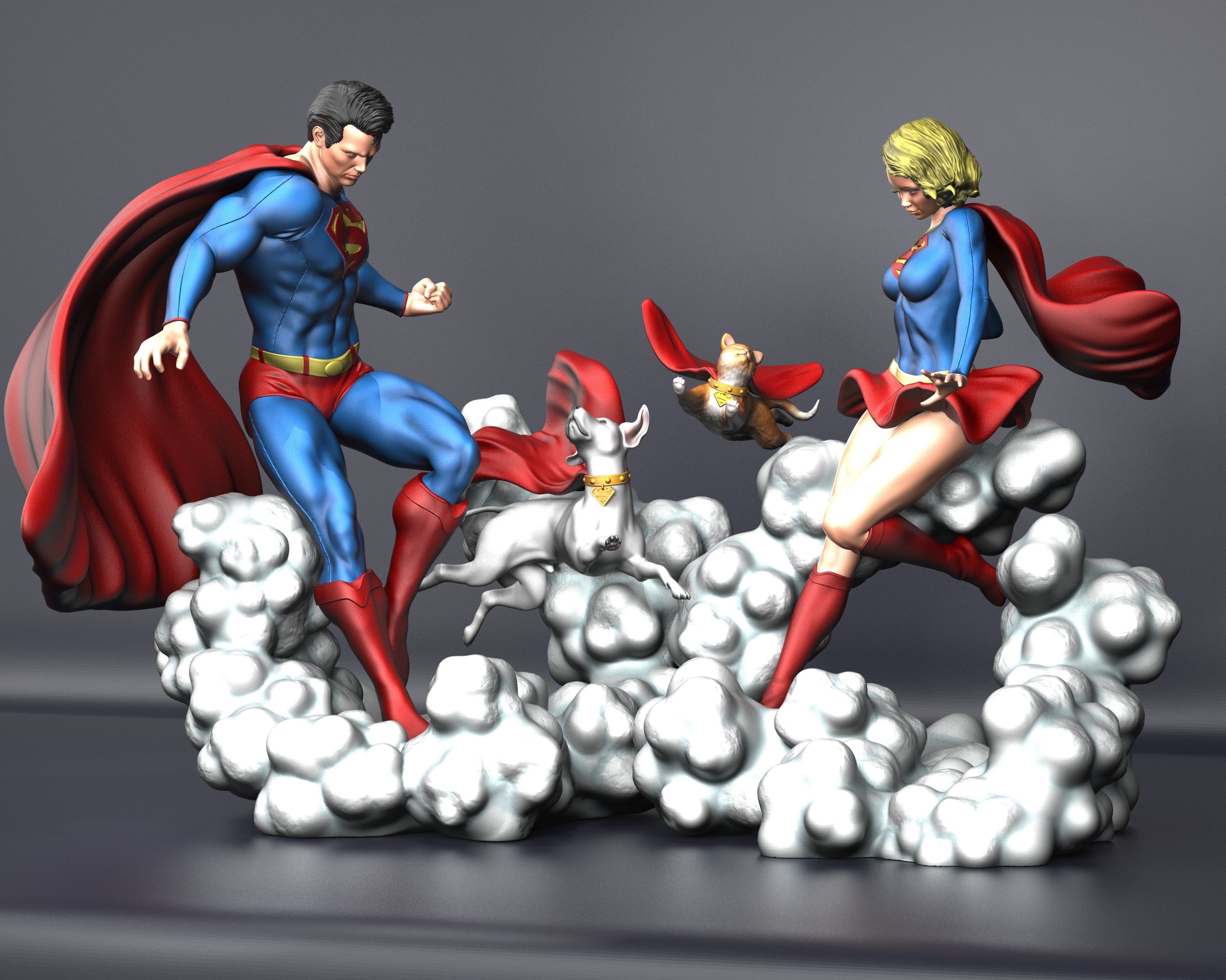 Superman And Supergirl Diorama 3D print model_1