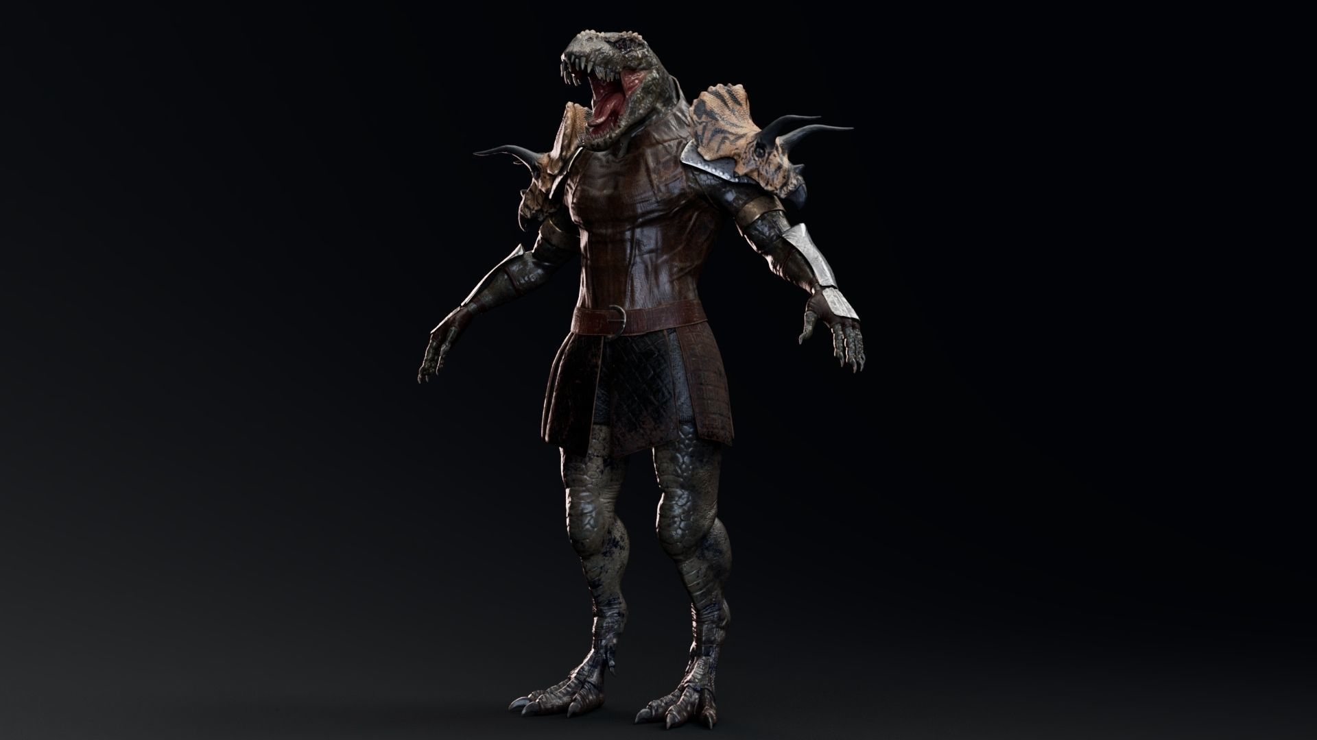 Theropod Rex Man - Maya Fbx Projects Low-poly 3D model_1