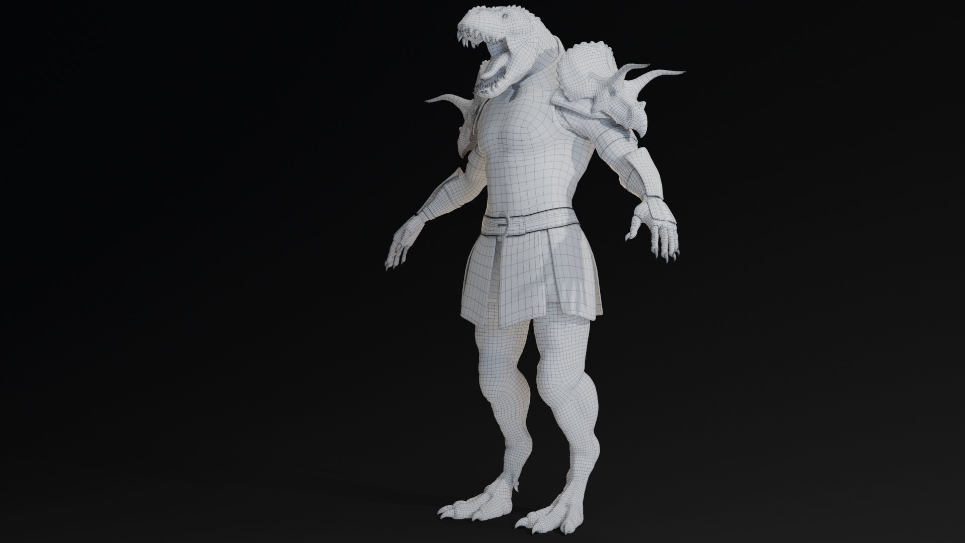 Theropod Rex Man - Maya Fbx Projects Low-poly 3D model_8