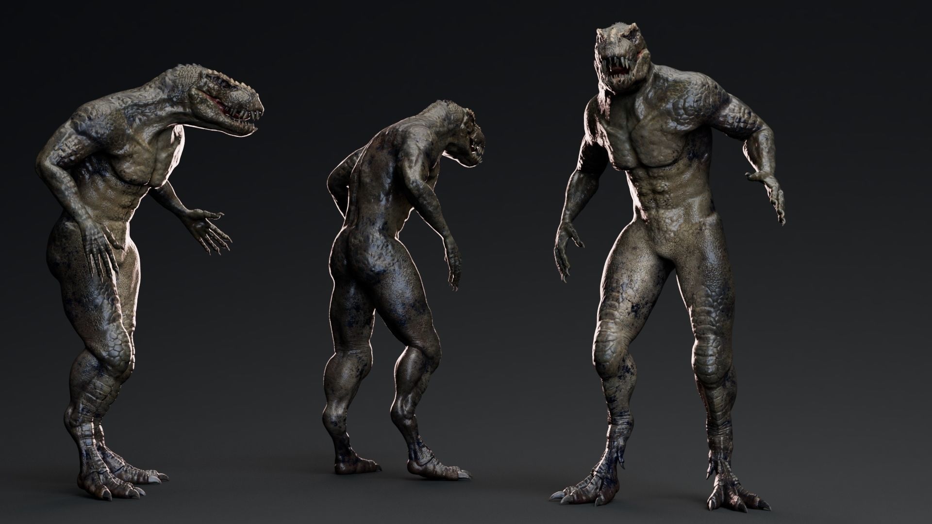 Theropod Rex Man - Maya Fbx Projects Low-poly 3D model_6