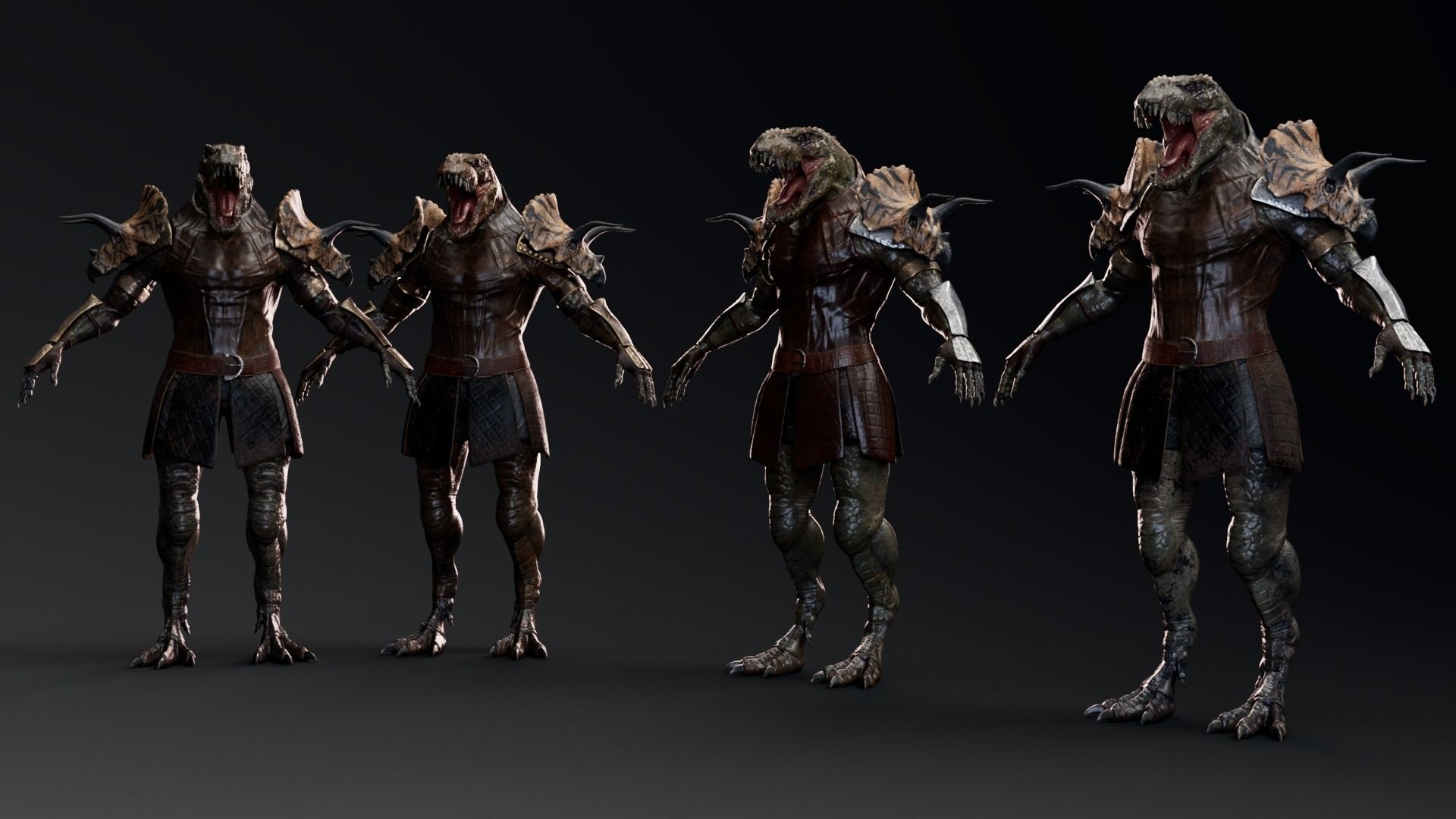 Theropod Rex Man - Maya Fbx Projects Low-poly 3D model_2
