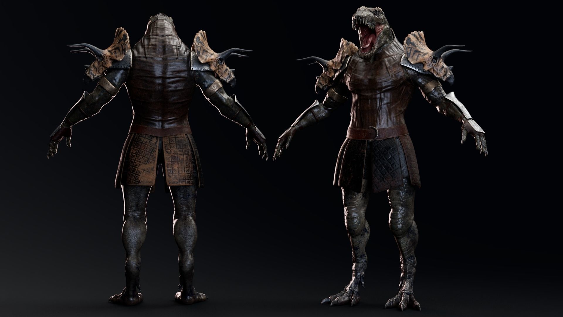 Theropod Rex Man - Maya Fbx Projects Low-poly 3D model_3