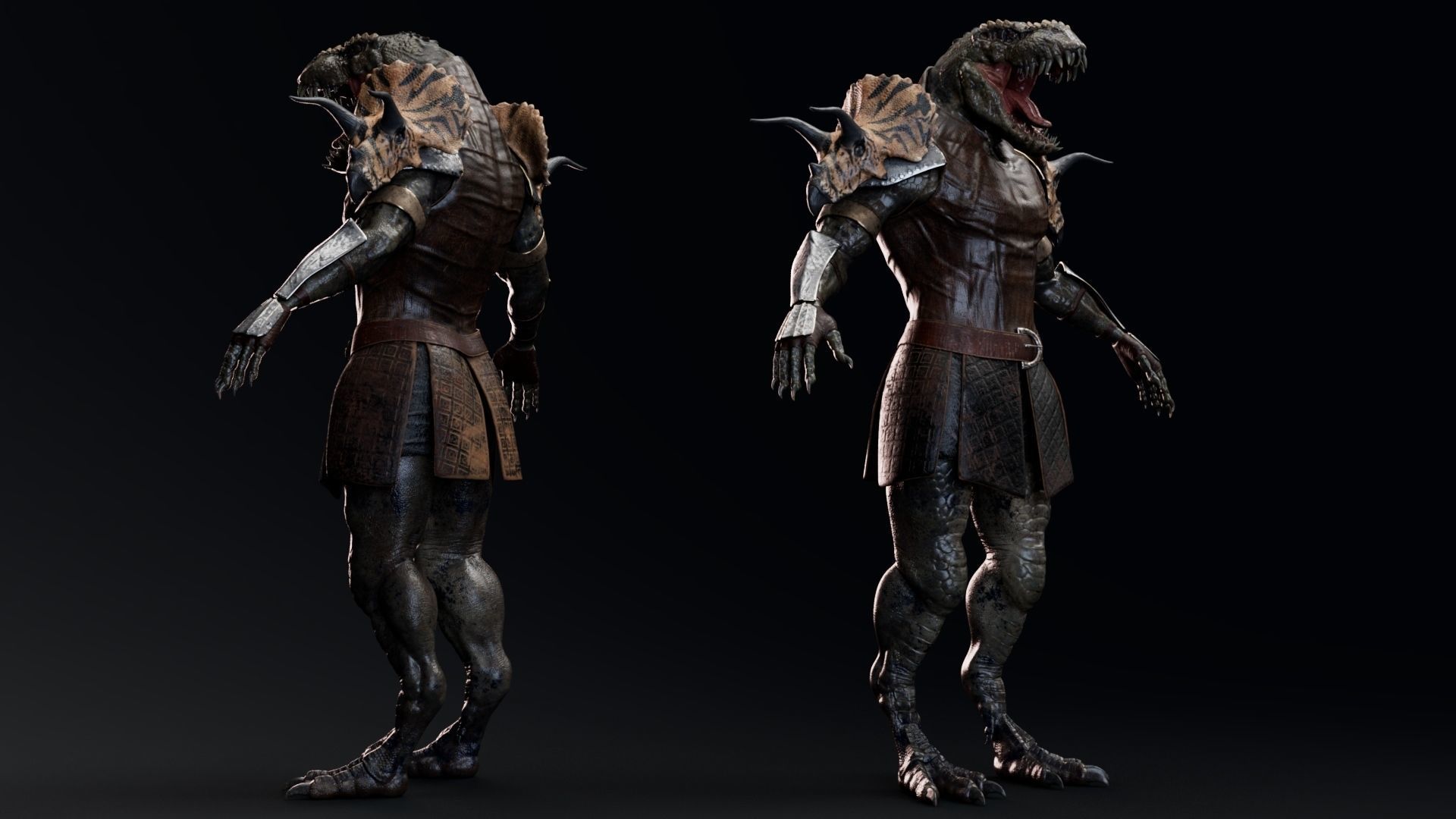 Theropod Rex Man - Maya Fbx Projects Low-poly 3D model_4