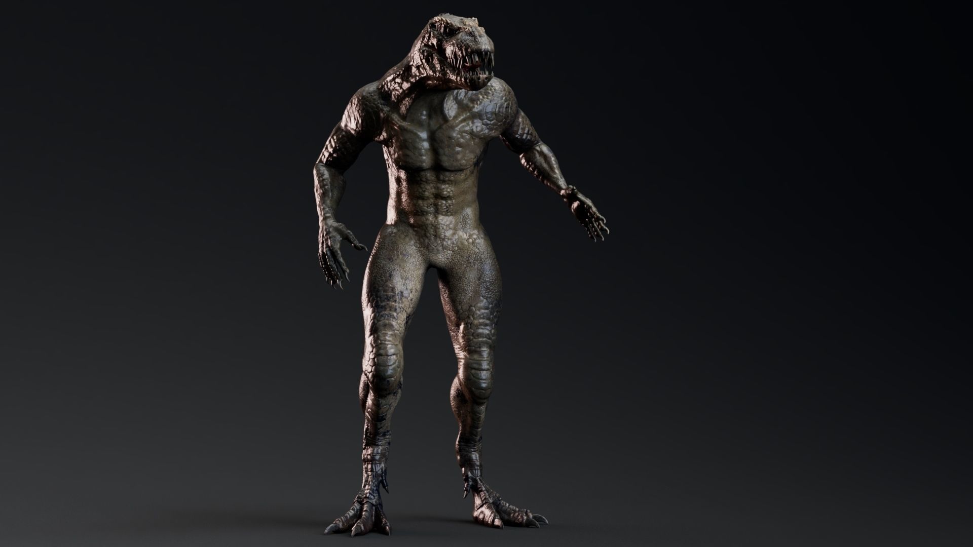 Theropod Rex Man - Maya Fbx Projects Low-poly 3D model_5