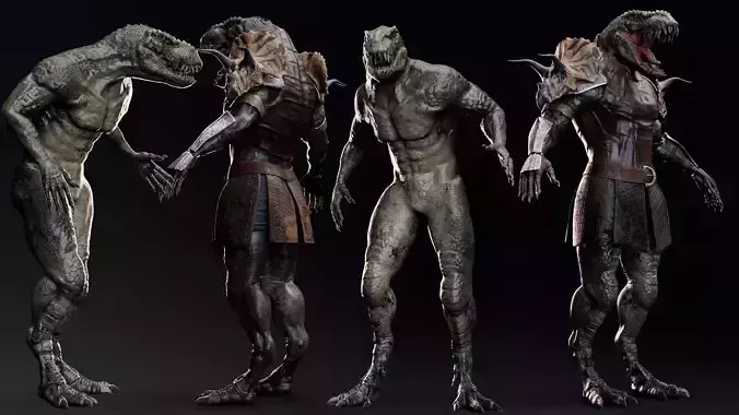 Theropod Rex Man - Maya Fbx Projects Low-poly 3D model