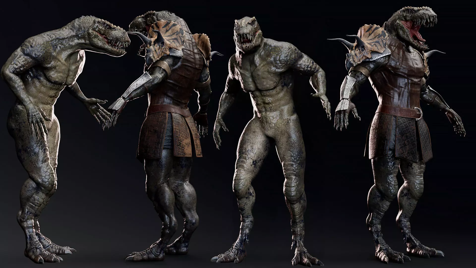 Theropod Rex Man - Maya Fbx Projects Low-poly 3D model_0