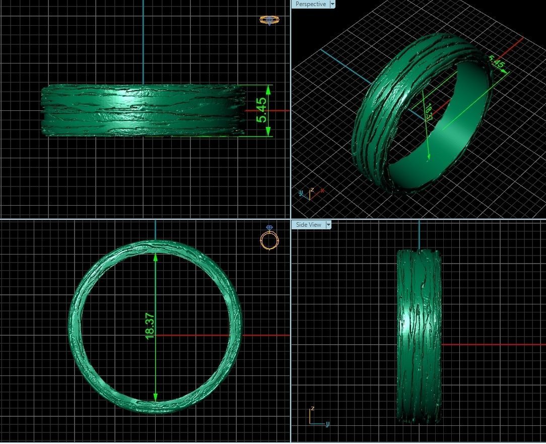 paired wedding rings  tree bark branch 954 3D print model_3