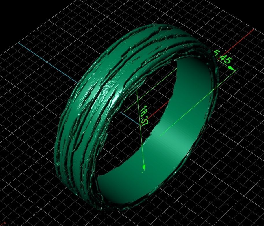 paired wedding rings  tree bark branch 954 3D print model_11