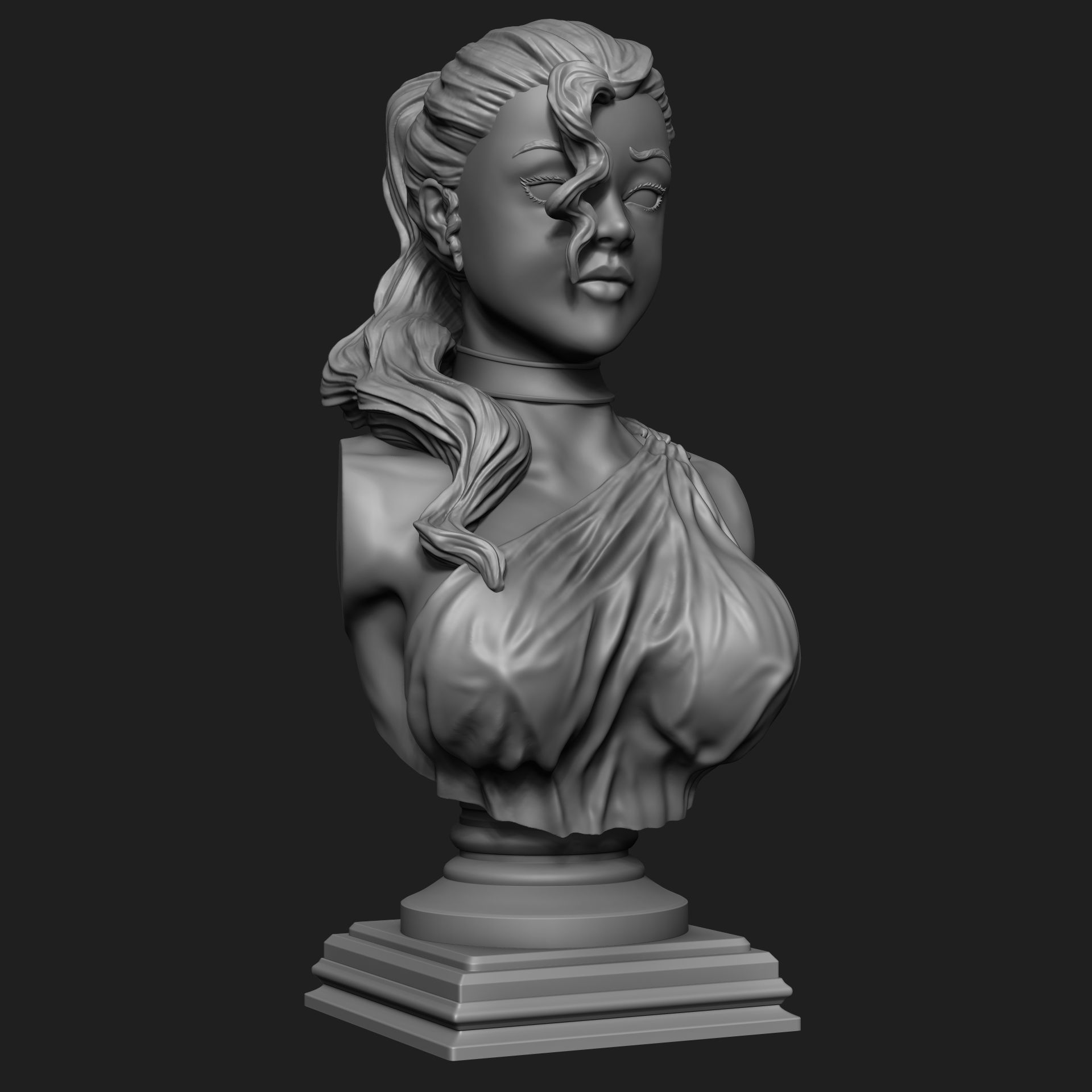 WOMAN BUST 3D print model_2