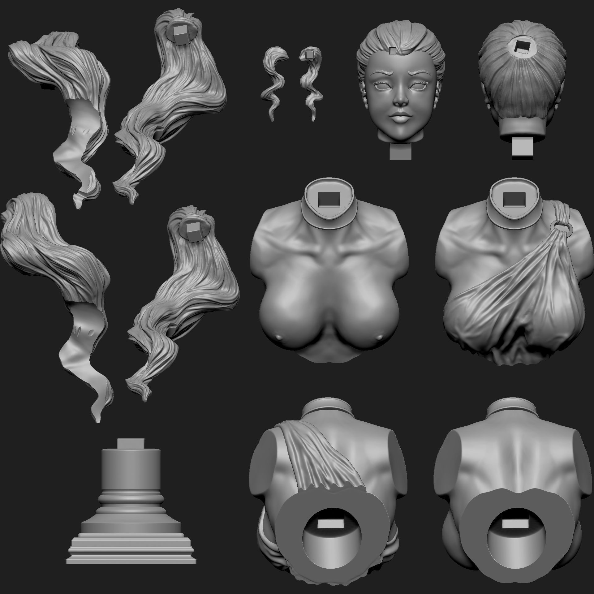 WOMAN BUST 3D print model_8
