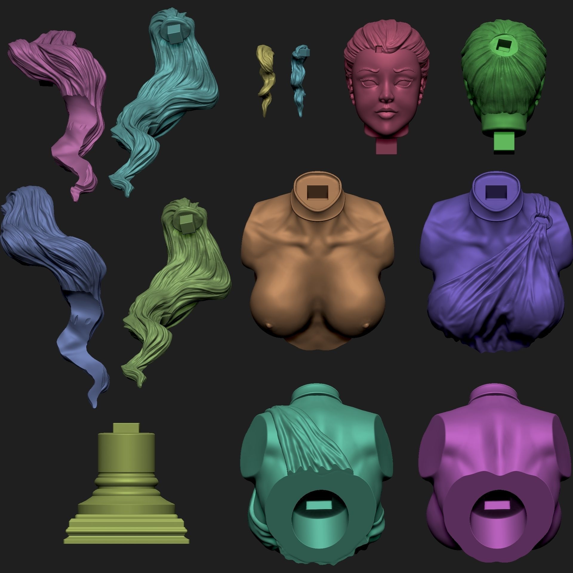 WOMAN BUST 3D print model_9
