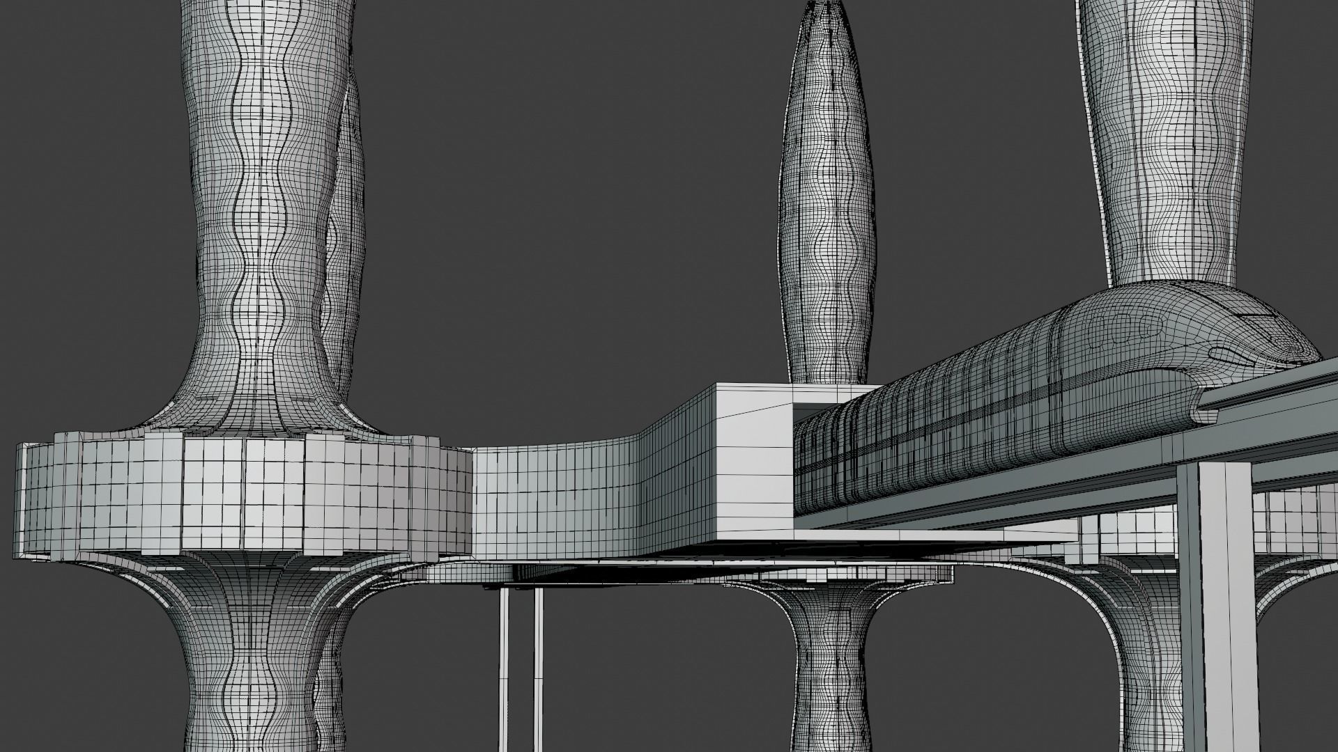 Future skyscrapers with maglev station 3D model_7
