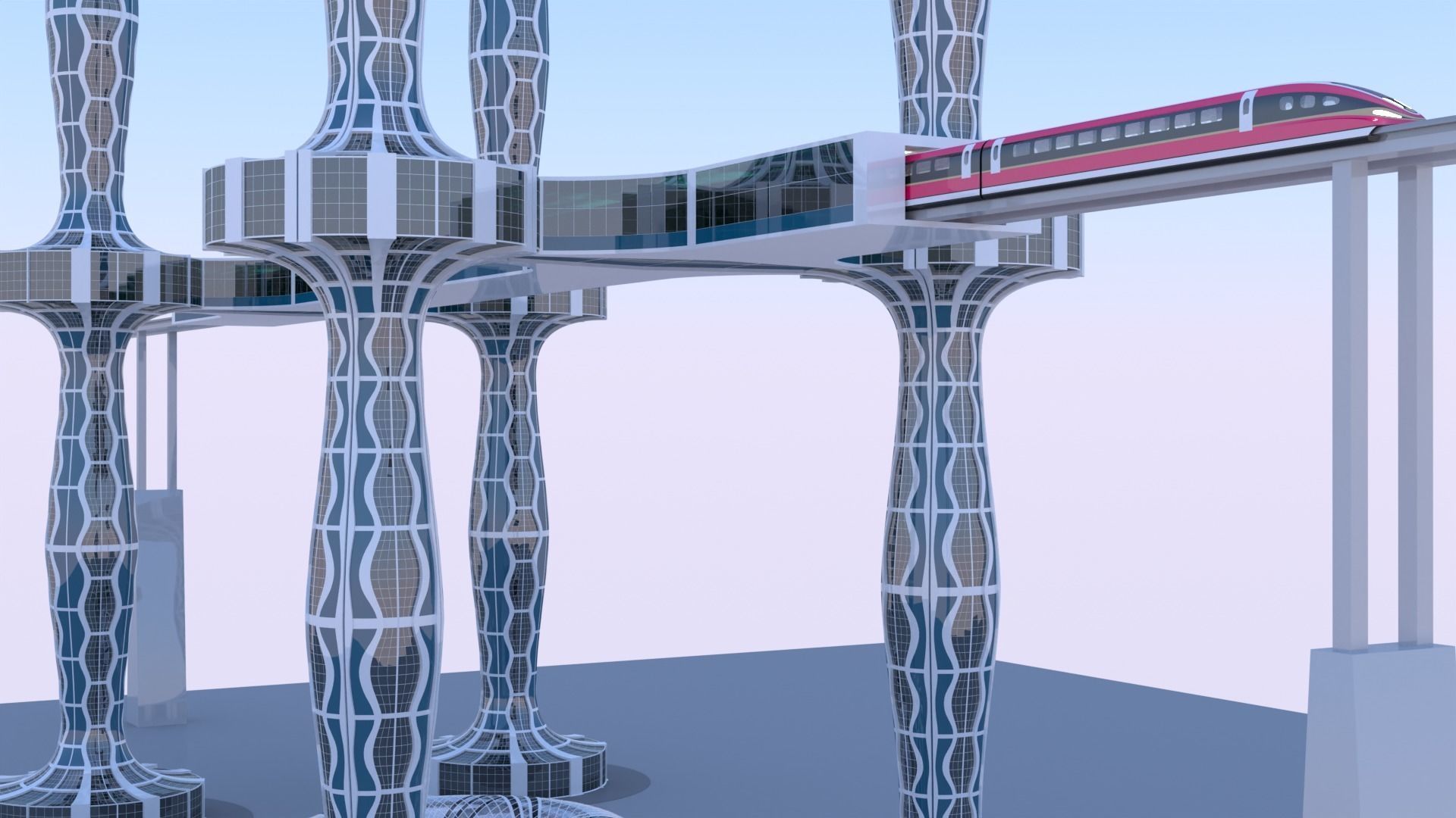 Future skyscrapers with maglev station 3D model_16