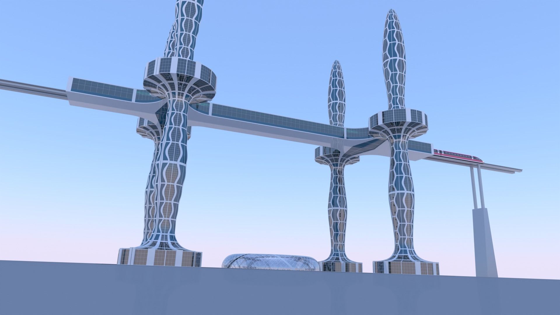 Future skyscrapers with maglev station 3D model_12