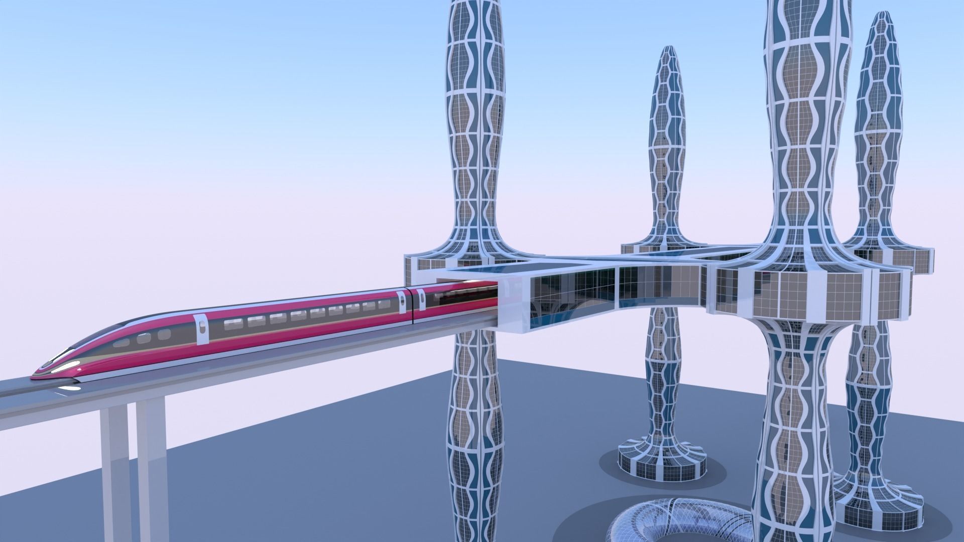 Future skyscrapers with maglev station 3D model_17