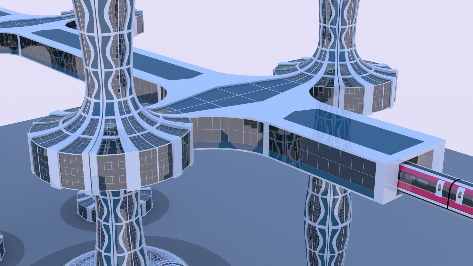 Future skyscrapers with maglev station 3D model_18