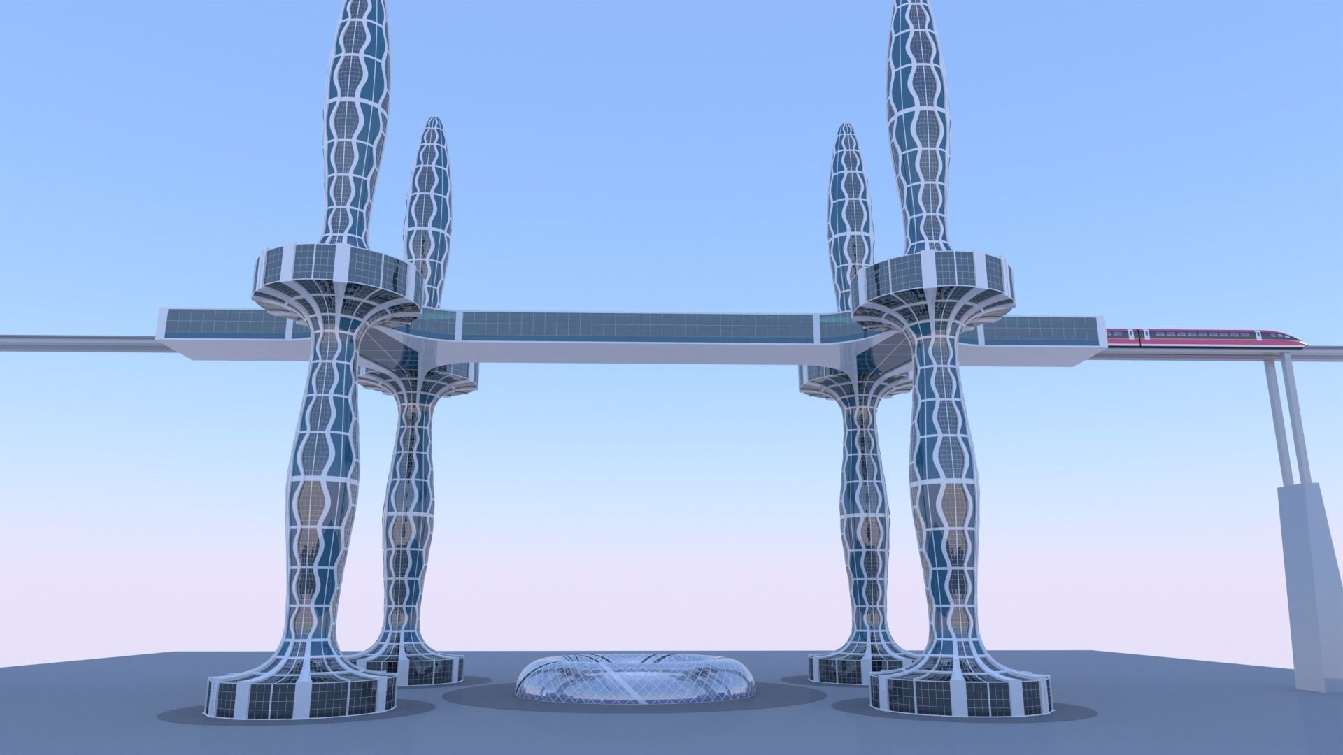 Future skyscrapers with maglev station 3D model_14