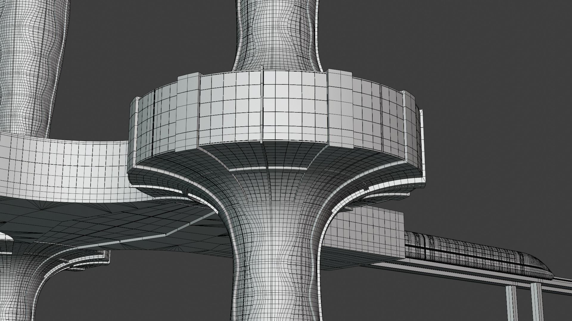 Future skyscrapers with maglev station 3D model_9
