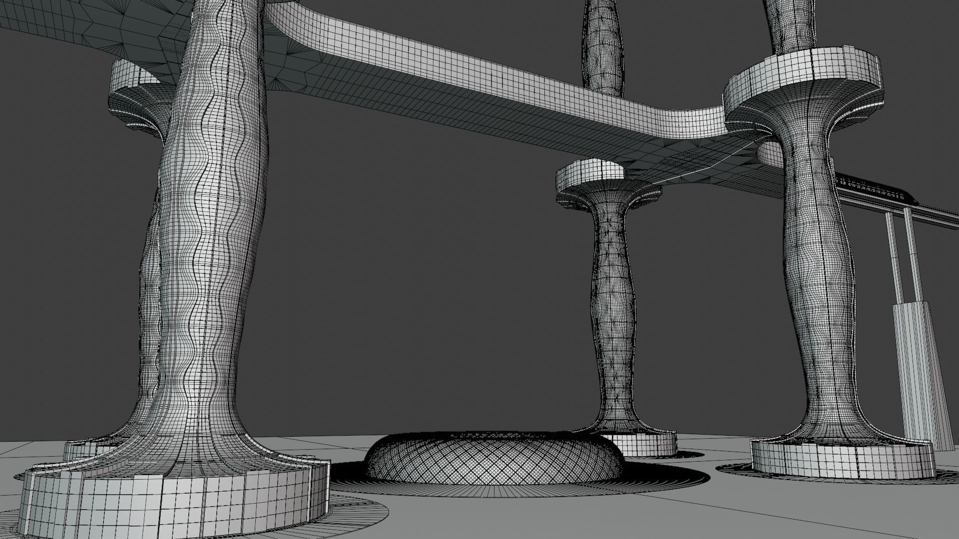 Future skyscrapers with maglev station 3D model_3